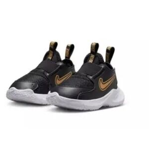 Toddler Nike Flex Runner 3‎  Shoes Black/Gold Size 4.5, Pre-Owned